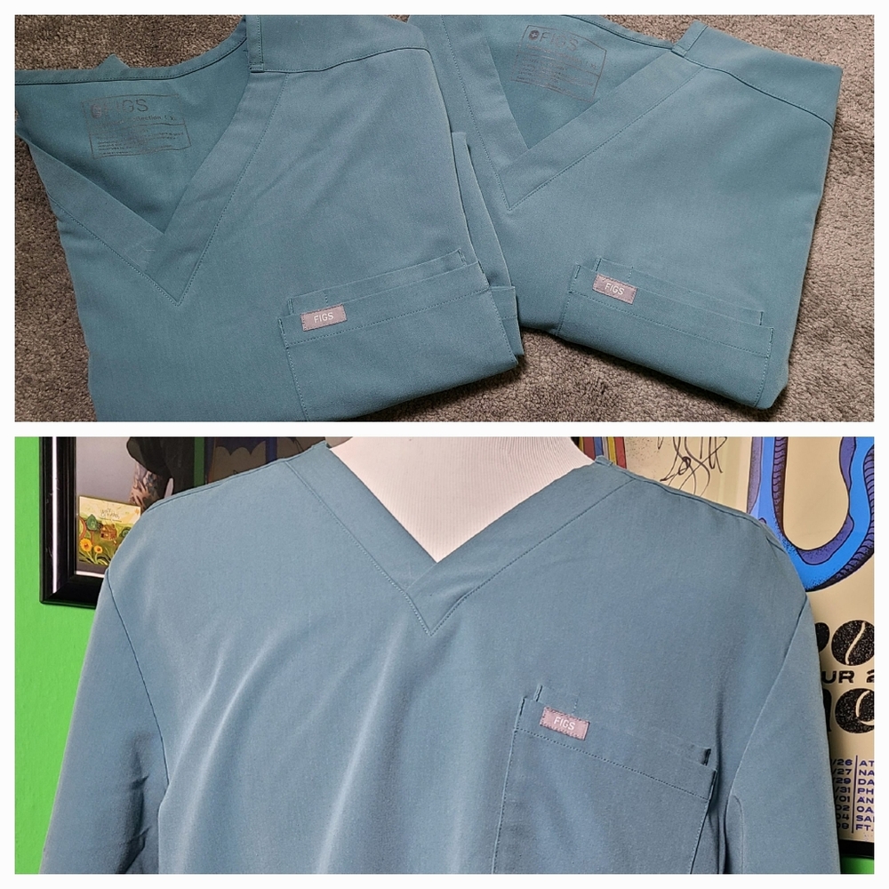 2 FIGS Leon Scrub Tops XL Technical Collection V-Neck Medical Nurse